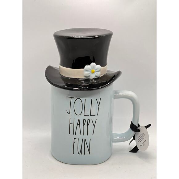 Rae Dunn Frosty Jolly Happy Fun Mug with Topper - Picture 3 of 3